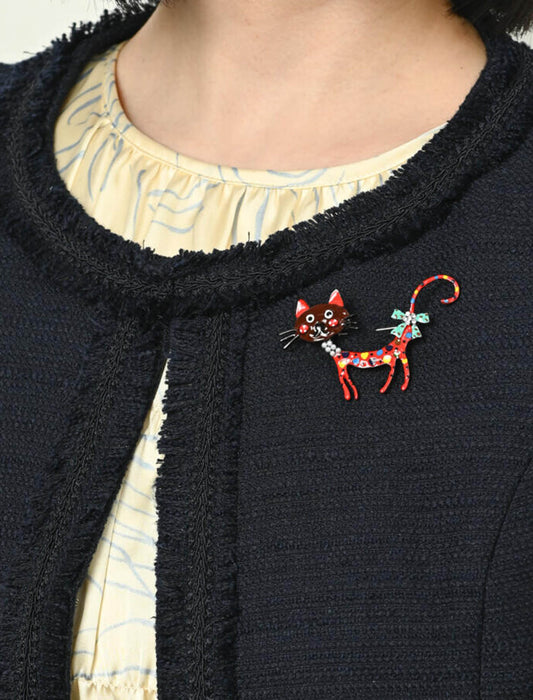 お洒落ネコブローチ