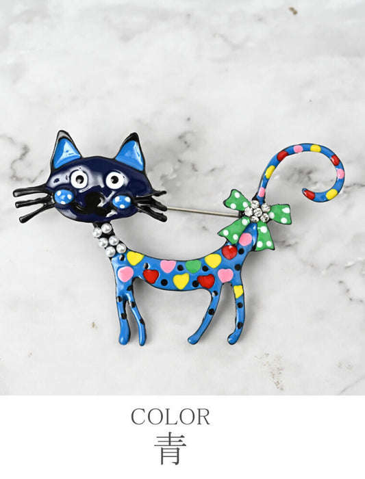 お洒落ネコブローチ