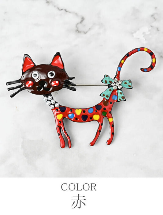 お洒落ネコブローチ