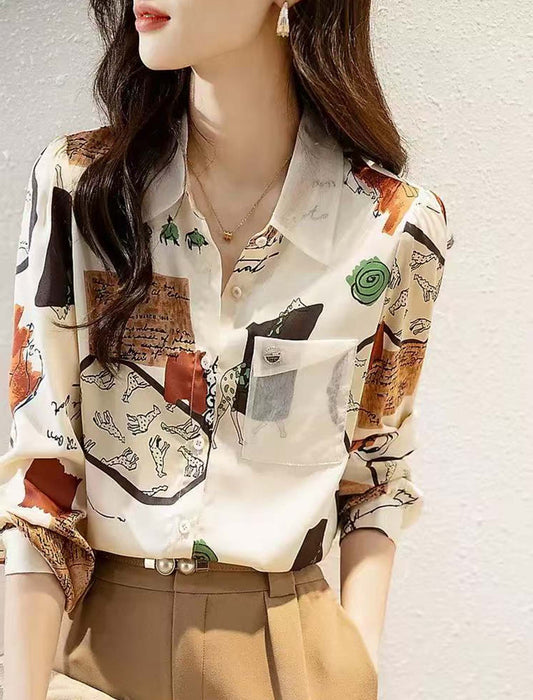 アートタッチ・アニマルプリントシャツブラウス　