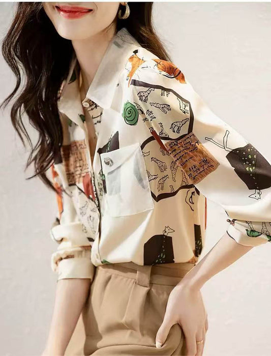 アートタッチ・アニマルプリントシャツブラウス　