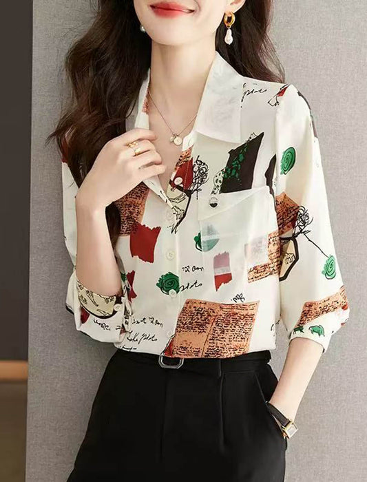 アートタッチ・アニマルプリントシャツブラウス　