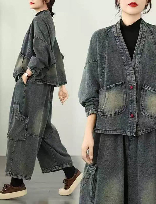 【近日入荷】リラックスデニム上下セット※12月中旬入荷予定　