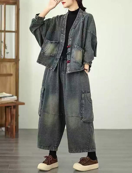 【近日入荷】リラックスデニム上下セット※12月中旬入荷予定　