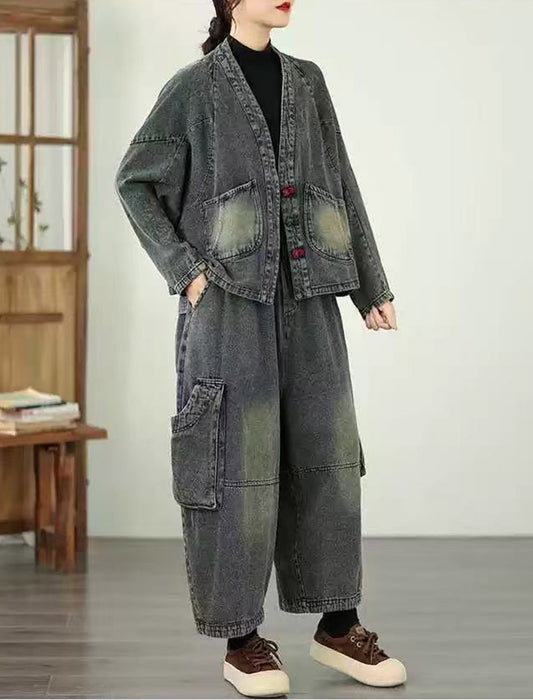 【近日入荷】リラックスデニム上下セット※12月中旬入荷予定　