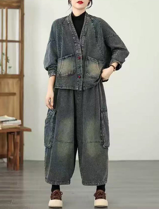 【近日入荷】リラックスデニム上下セット※12月中旬入荷予定　