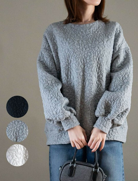 ゆったり袖エンボストップス　