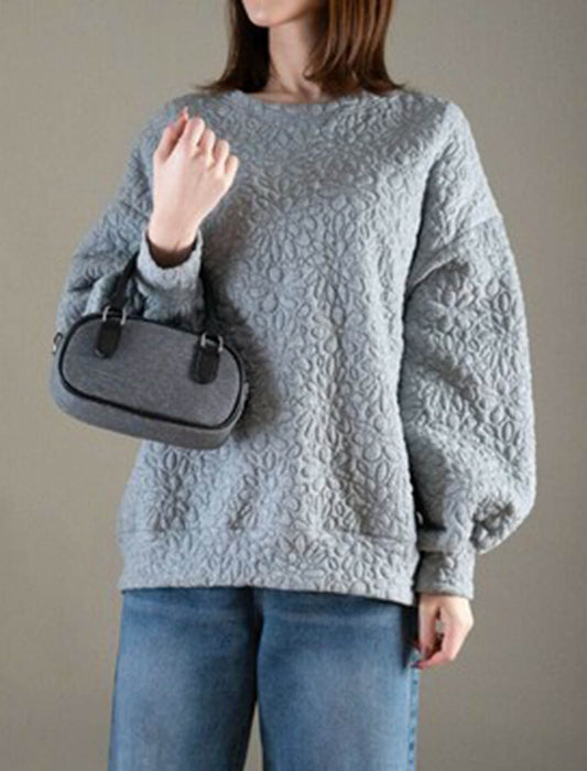 ゆったり袖エンボストップス　