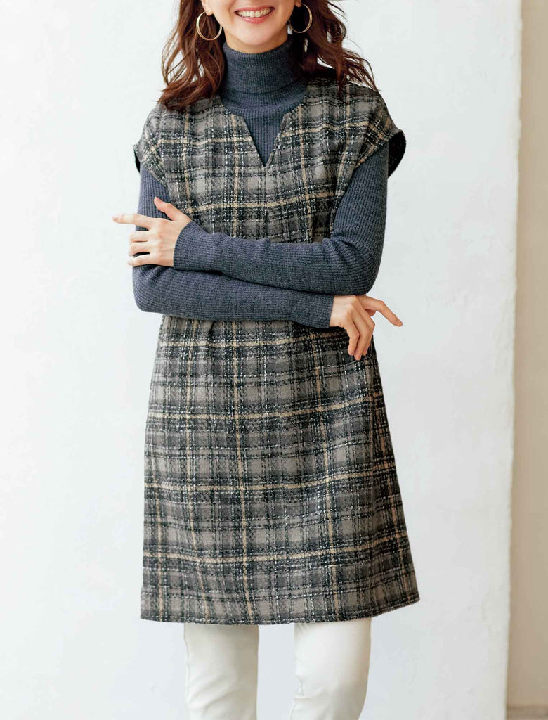 受注】チェックツイードキーネックチュニック | Northmall（ノース