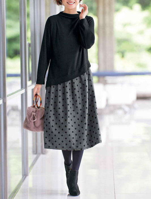 【受注】ドット柄ドッキングワンピース