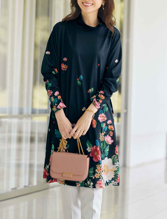 【受注】パネルプリント花柄カットソーチュニック