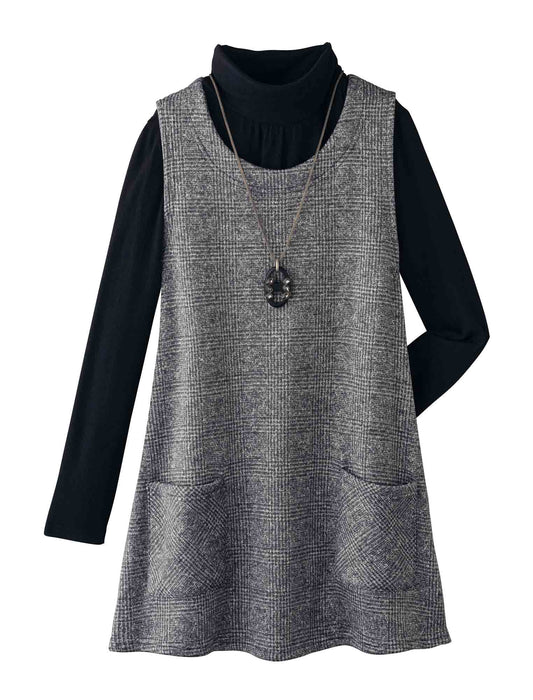 【受注】グレンチェック裏起毛ロングベスト