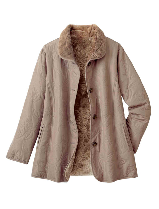 【受注】裏ボア花柄キルトジャケット