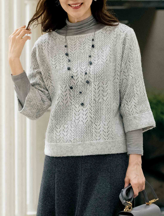 【受注】ウール混杢調ジャカードニットプルオーバー