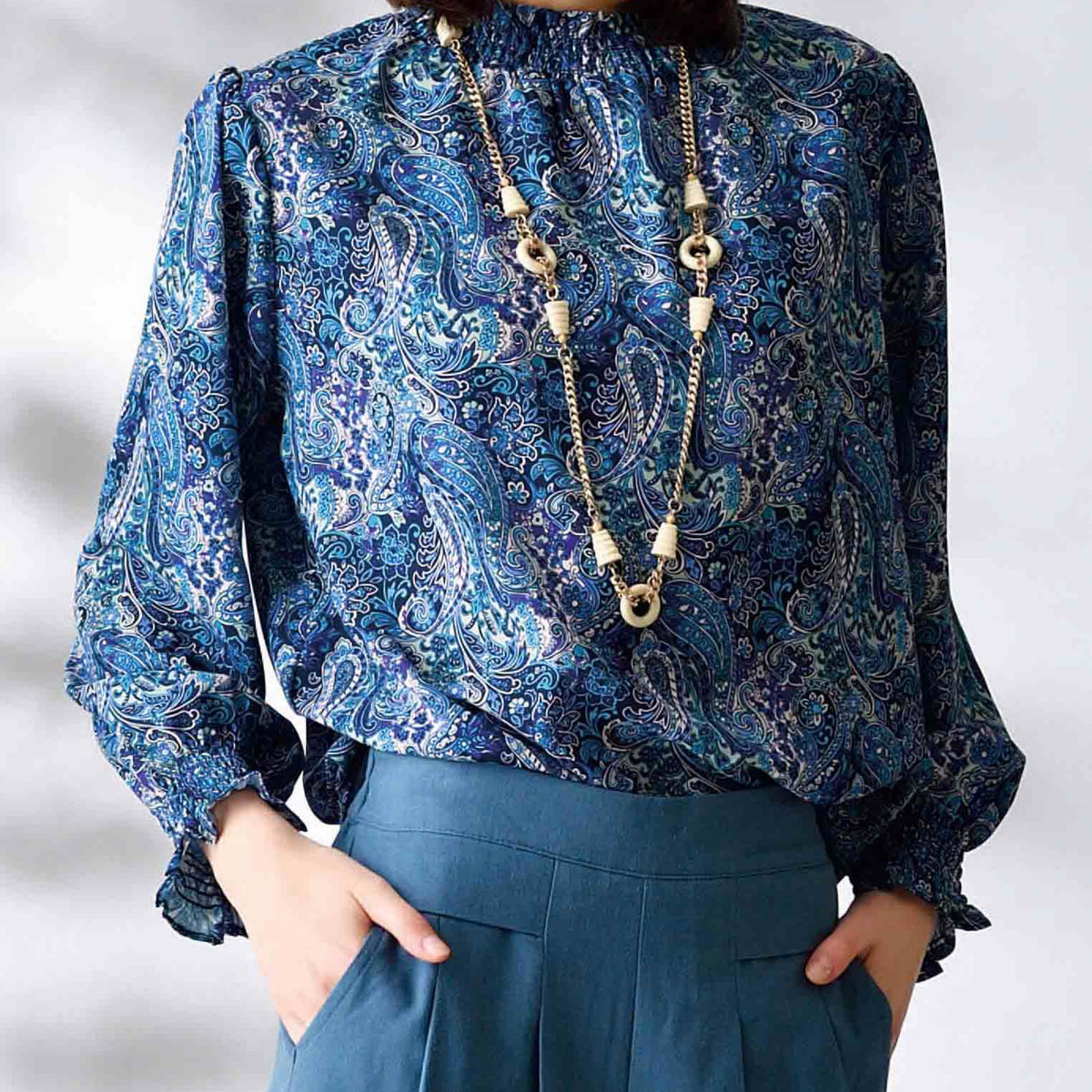 受注】ペイズリー柄プリントシャーリングブラウス | Northmall（ノース