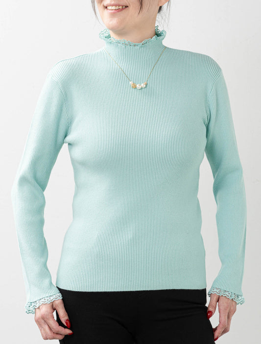 ＜Northmallオリジナル＞衿袖ギャザーレースニット