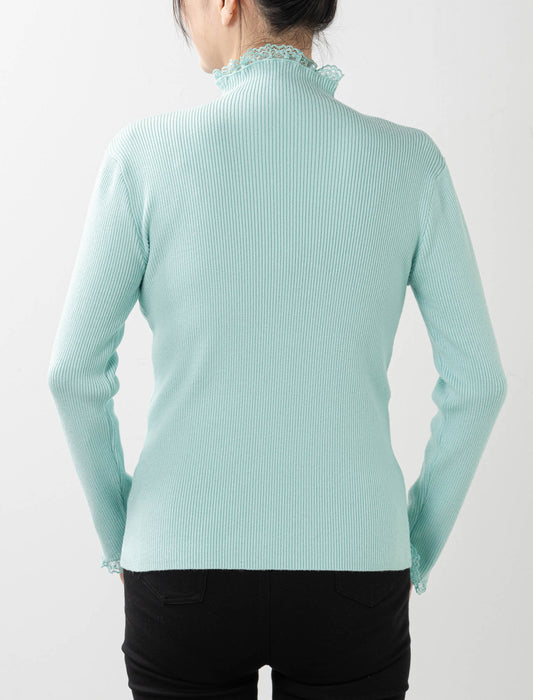 ＜Northmallオリジナル＞衿袖ギャザーレースニット