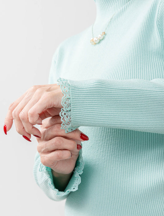 ＜Northmallオリジナル＞衿袖ギャザーレースニット