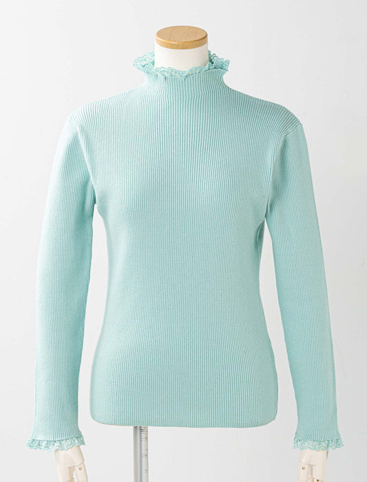 ＜Northmallオリジナル＞衿袖ギャザーレースニット