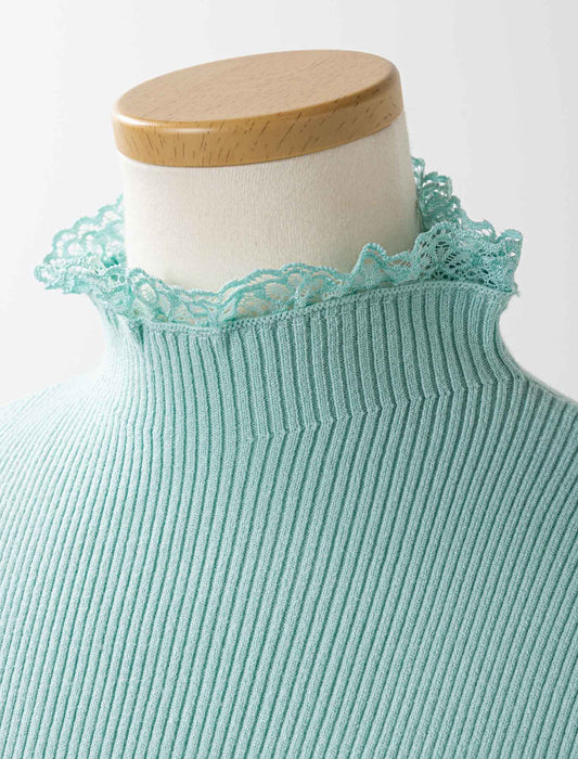 ＜Northmallオリジナル＞衿袖ギャザーレースニット