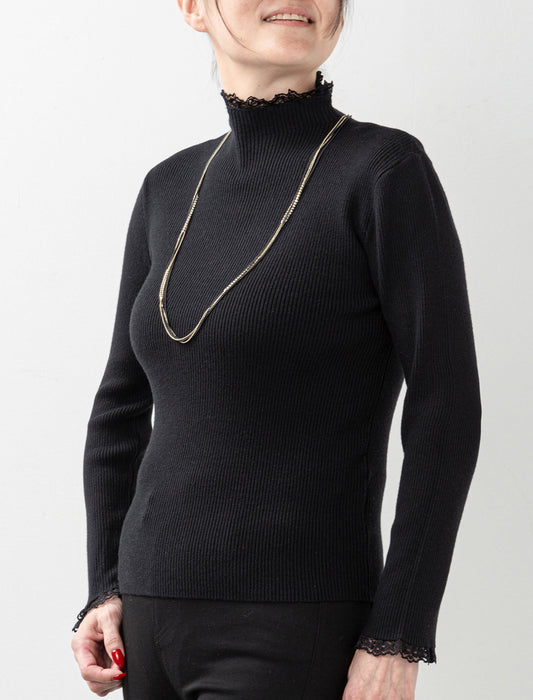 ＜Northmallオリジナル＞衿袖ギャザーレースニット