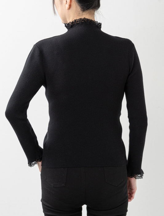 ＜Northmallオリジナル＞衿袖ギャザーレースニット