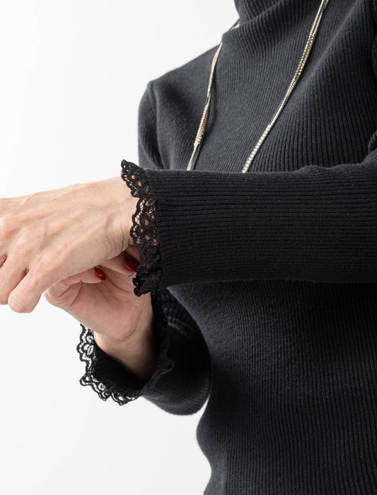 ＜Northmallオリジナル＞衿袖ギャザーレースニット