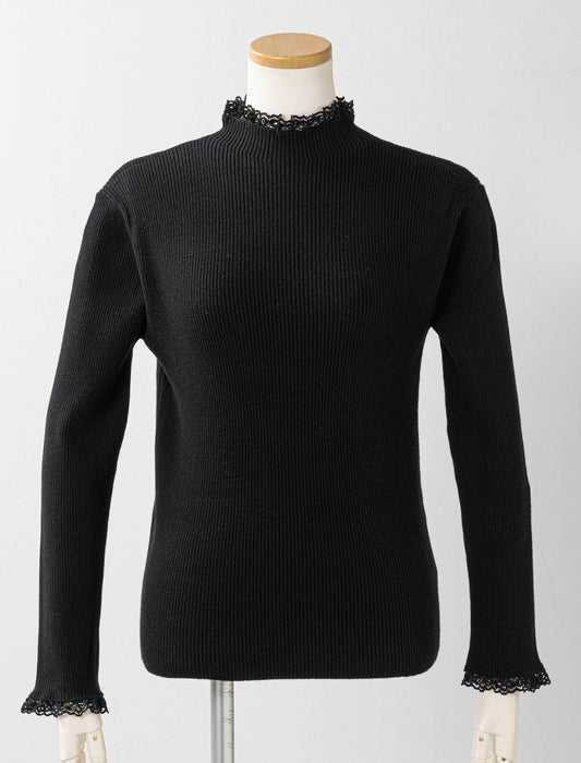 ＜Northmallオリジナル＞衿袖ギャザーレースニット