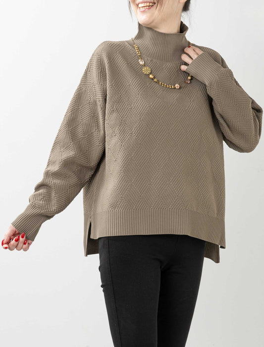 ＜Northmallオリジナル＞ダイヤ柄ハイネックニット