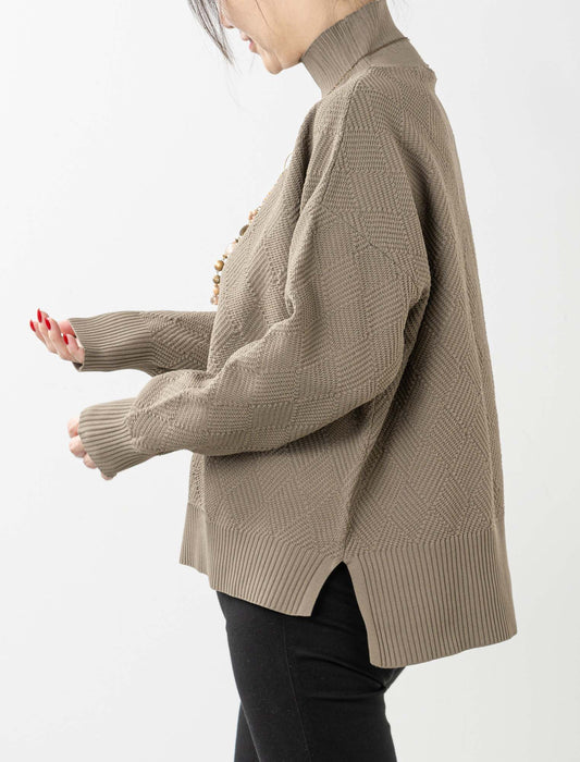 ＜Northmallオリジナル＞ダイヤ柄ハイネックニット