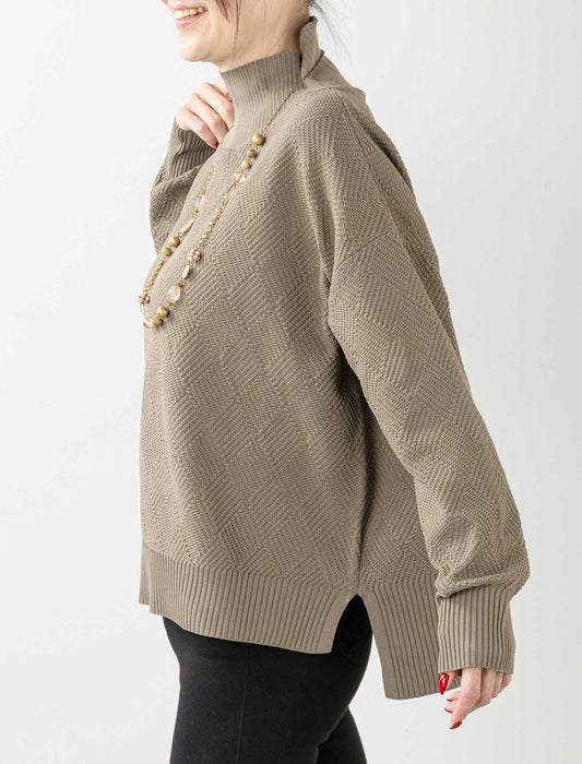 ＜Northmallオリジナル＞ダイヤ柄ハイネックニット