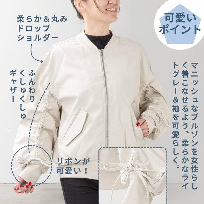 ＜Northmallオリジナル＞リボン使いシャーリングブルゾン