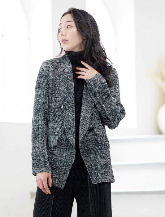 ＜SPECCHIO＞シャトルプリーツ ピークドラペル ダブルブレスト ジャケット