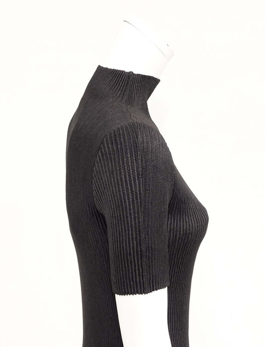 ＜SPECCHIO＞シャトルプリーツ ボトルネックプルオーバー / 半袖