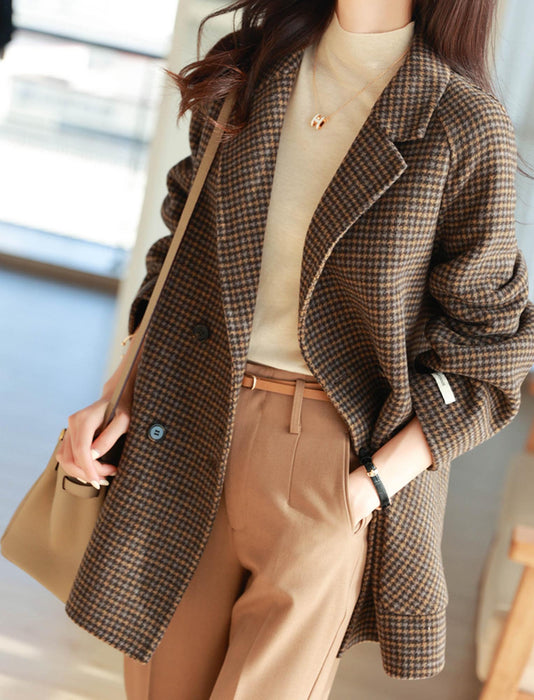 チェックラペルコート