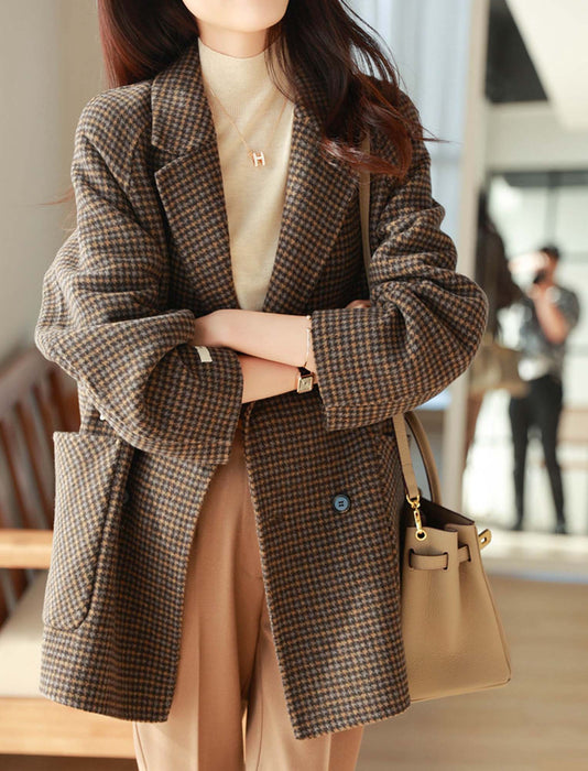 チェックラペルコート