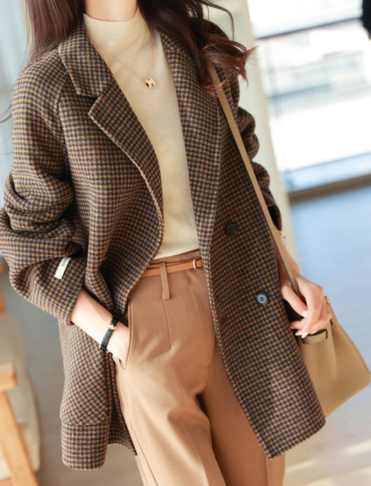 チェックラペルコート