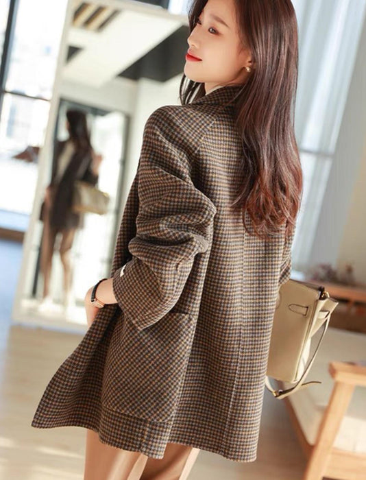 チェックラペルコート