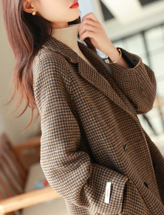 チェックラペルコート