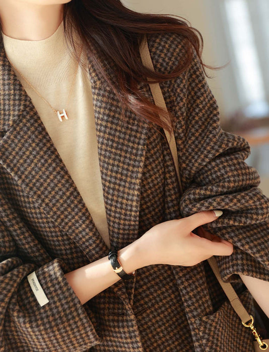 チェックラペルコート