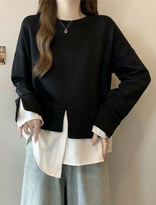 重ね着風アシメデザイントップス