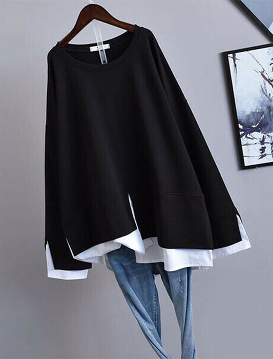 重ね着風アシメデザイントップス