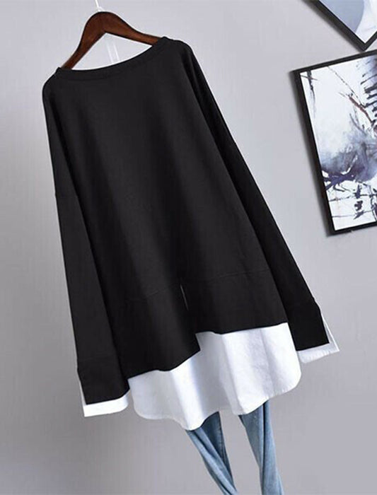 重ね着風アシメデザイントップス