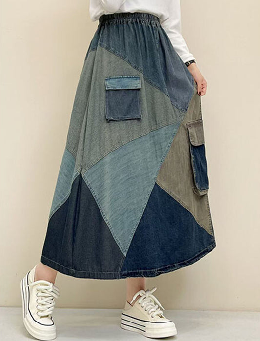 リメイク風ビッグポケット付デニムスカート