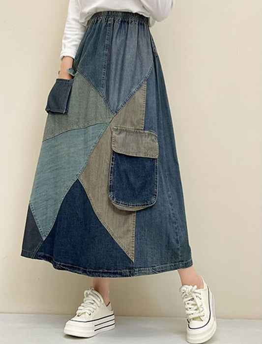 リメイク風ビッグポケット付デニムスカート