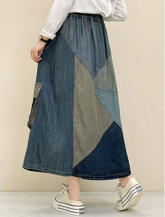 リメイク風ビッグポケット付デニムスカート
