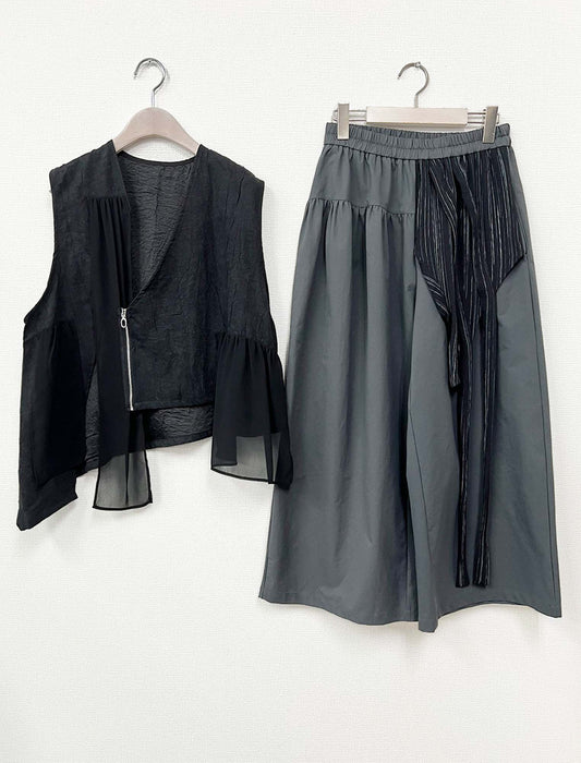 立体シルエットニュアンスパンツセットアップ