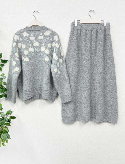 フラワー刺繍カーディガン＆ワンピース セットアップ