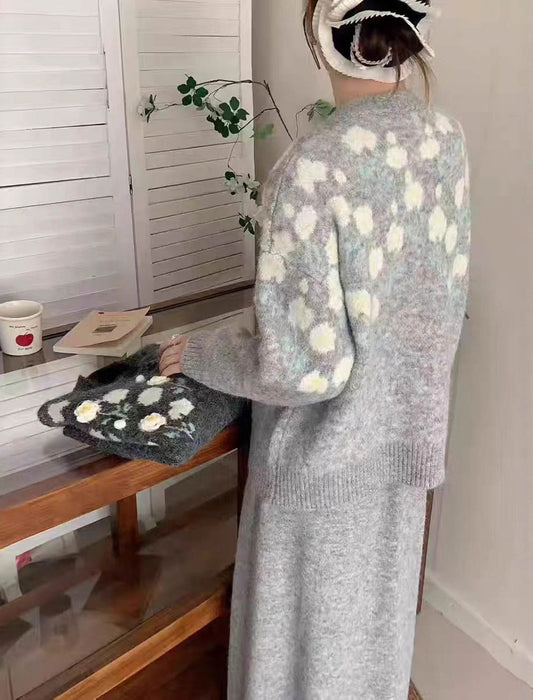 フラワー刺繍カーディガン＆ワンピース セットアップ