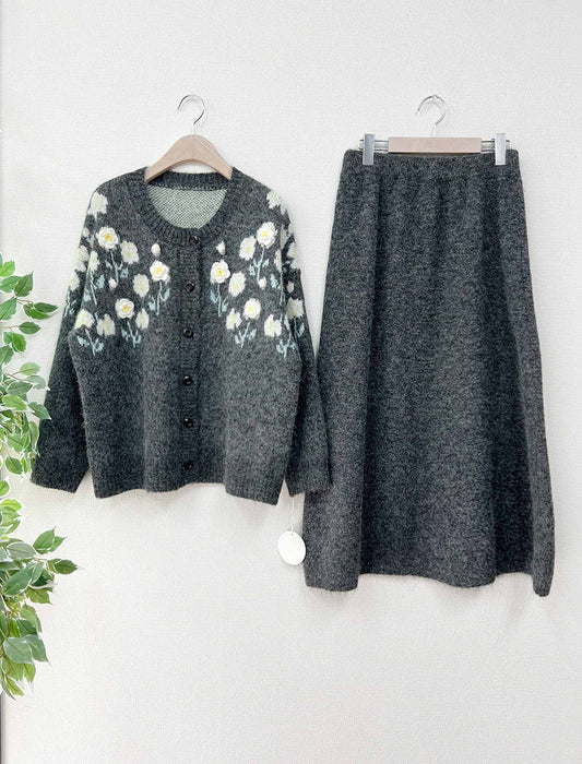 フラワー刺繍カーディガン＆ワンピース セットアップ
